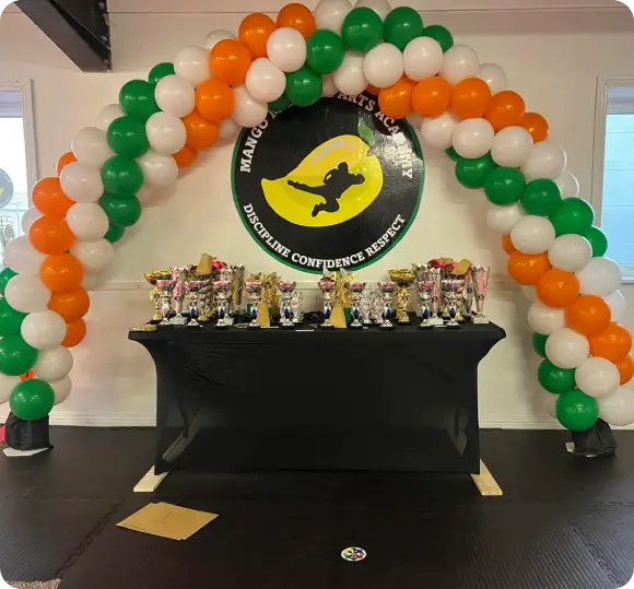 Kids practising focus and balance in Taekwondo drills