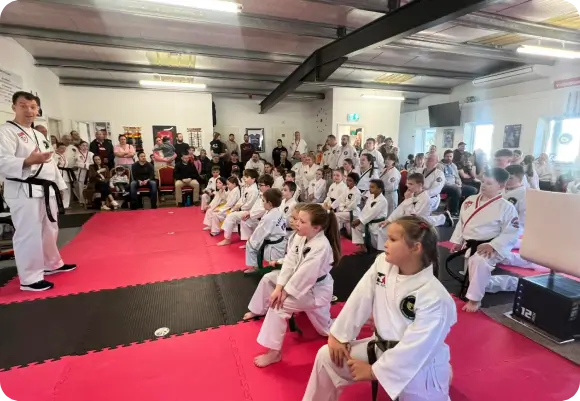 Martial arts weapon training gear on display