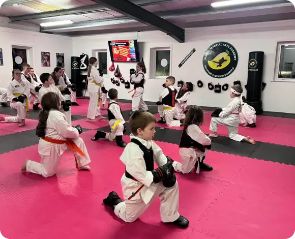 Dojo wall with ATA philosophy and student oath